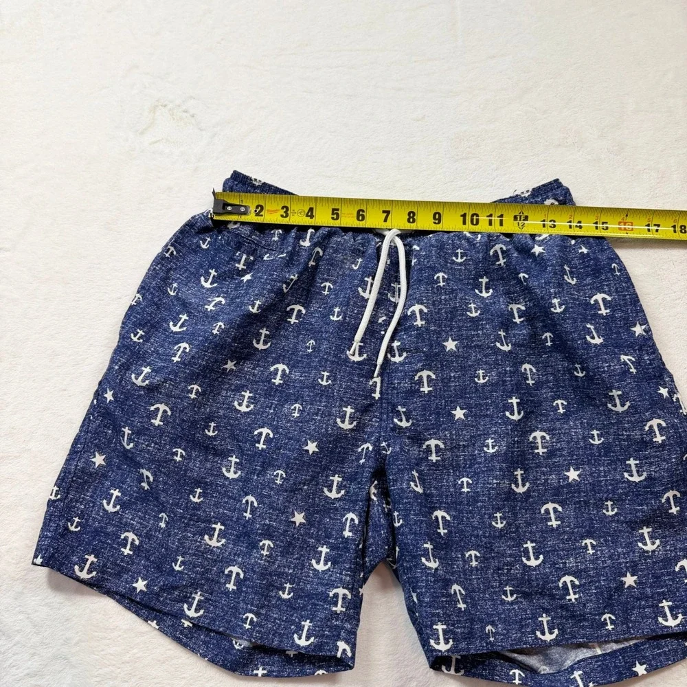 Trunks Surf & Swim Co Anchor Swim Trunks Men Large Blue Good Nautical Drawstring